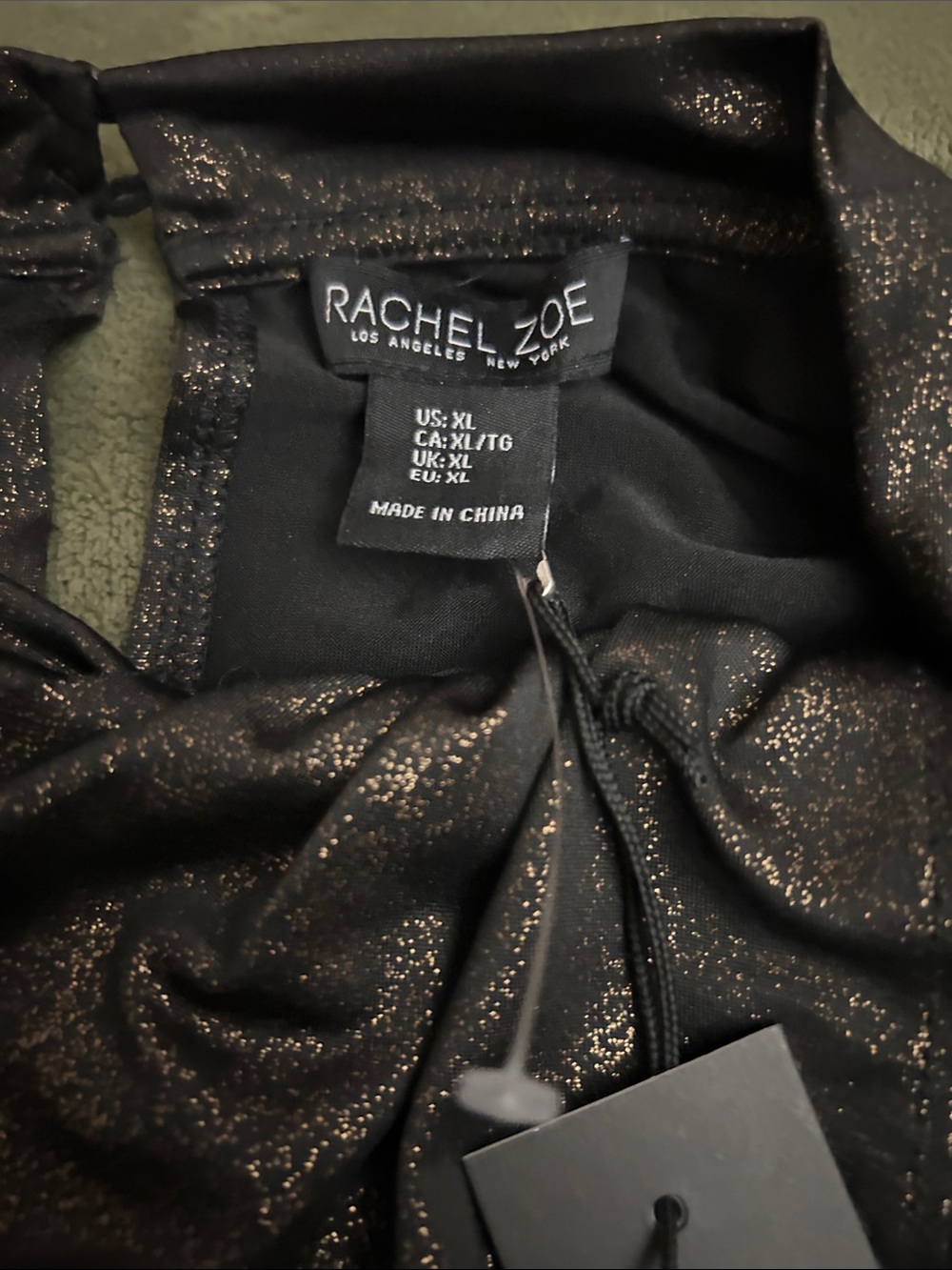 Rachel Zoe Black with Bronze Sheen Long-Sleeve Metallic Top - Picture 2 of 4